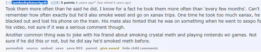 The zyzz death was possibly amplified by his xanax and meth use.