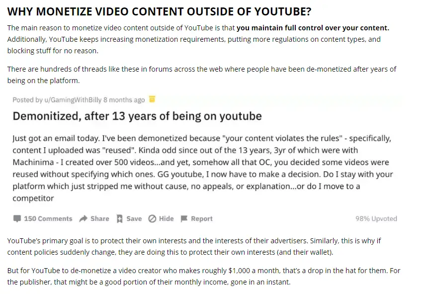 The ezoic blog detailing what it's like to be a creator in 2020 dealing with YouTube's tough monetization policies. Perfect example of why you need to switch to Ezoic in this ezoic review.
