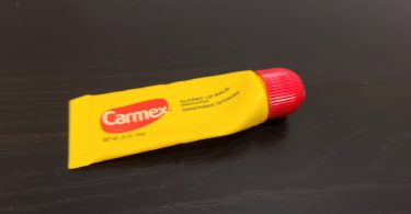 Carmex Lip balm Review, the front of the carmex tube.