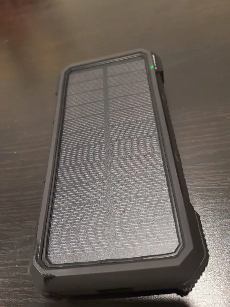 Blavor Solar Power Bank Review, top of the power bank including solar panel.